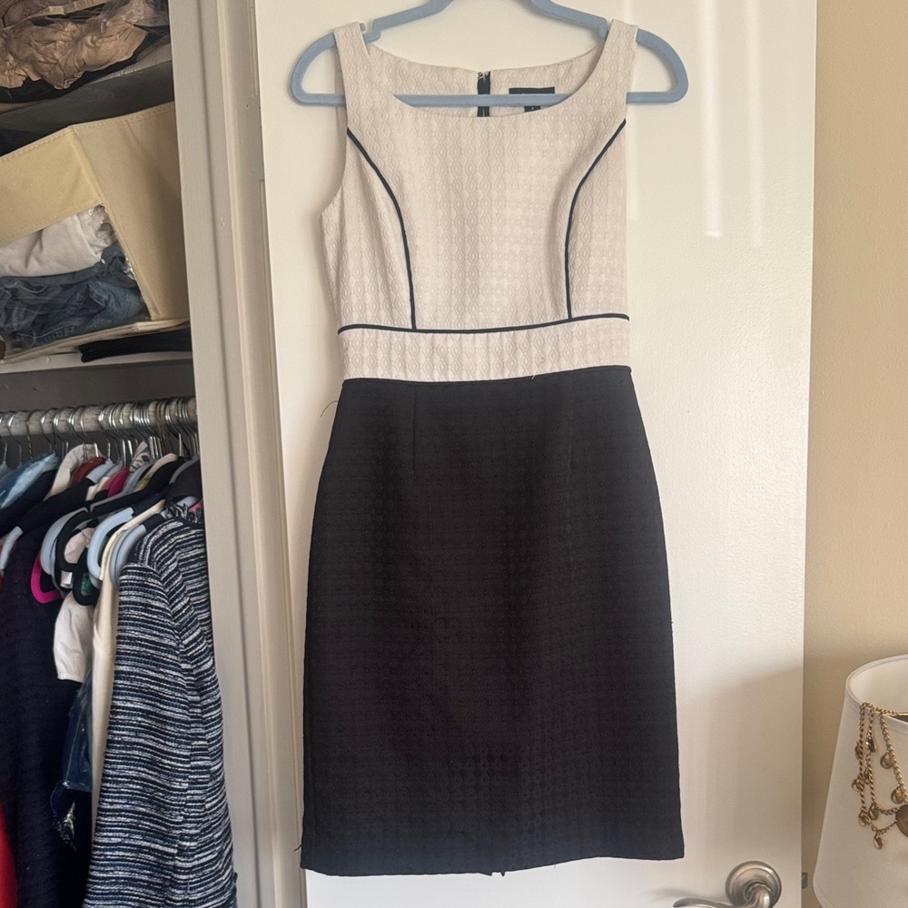 Tahari Arthur Levine Black and White Sheath Dress